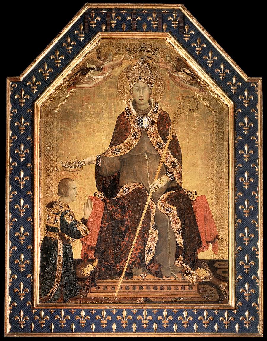 シモーネ・マルティーニ「ロベール・ダンジューに王冠を授けるトゥールーズの聖ルイ」ナポリ、カポディモンテ美術館蔵